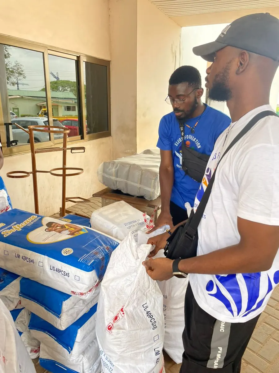 Eleos Foundation team preparing baby care supplies for hospital donation